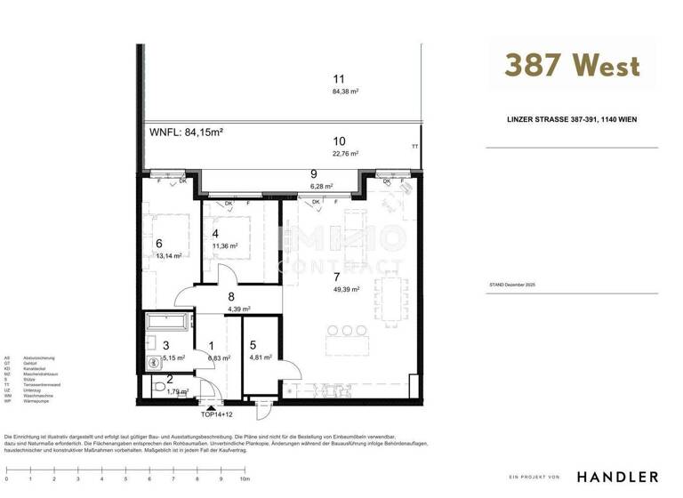 Wohnung zum Kauf 761.700 € 3 Zimmer 84,2 m² 1. Geschoss frei ab 01.11.2027 Wien 1140