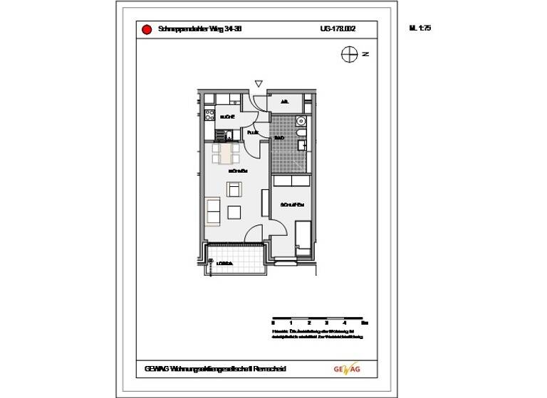 Wohnung zur Miete 339 € 2 Zimmer 51,5 m² 2. Geschoss frei ab 01.06.2026 Schneppendahler Weg 34 Lennep Remscheid 42897