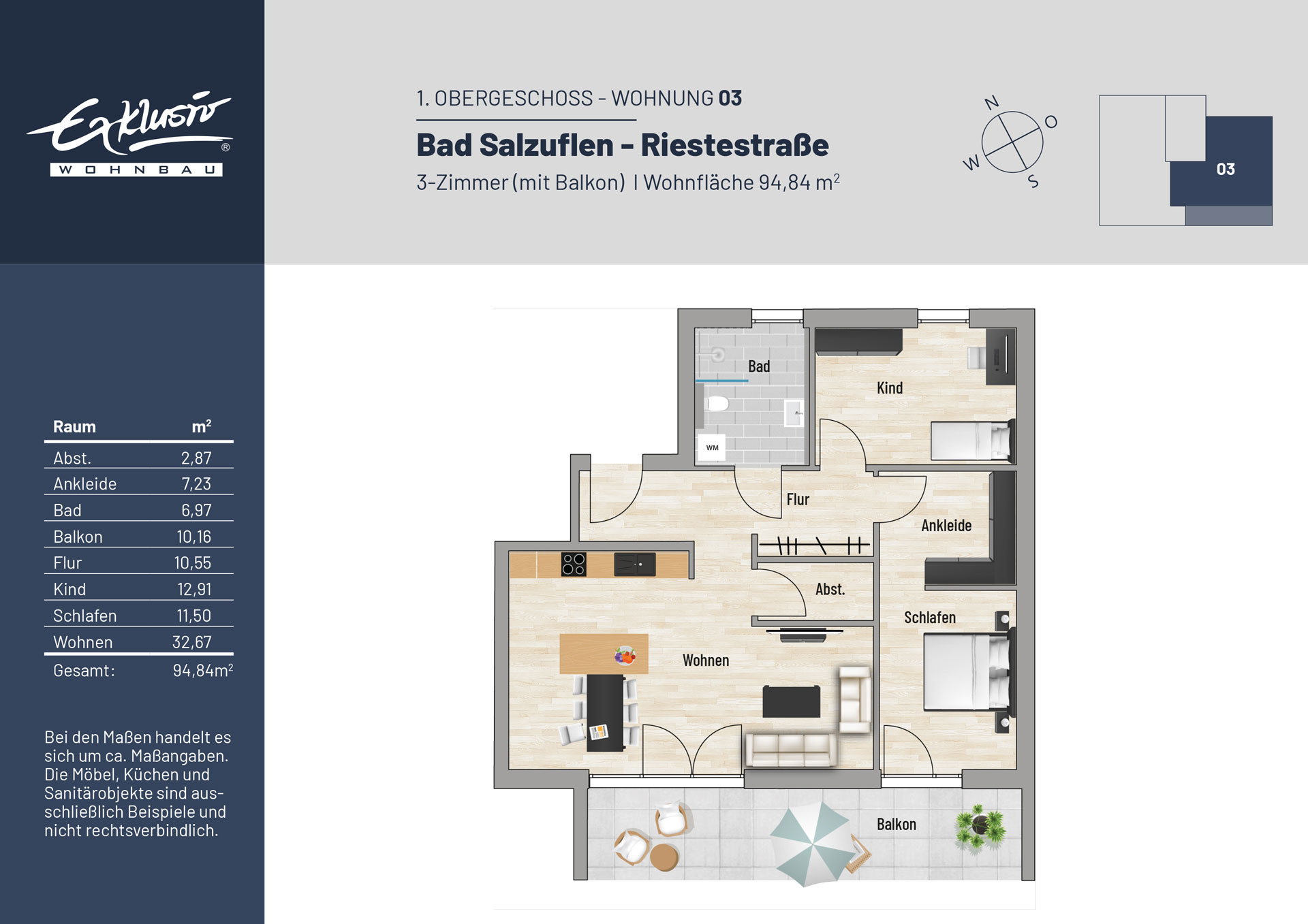 Wohnung zum Kauf provisionsfrei 381.000 € 3 Zimmer 95,5 m²<br/>Wohnfläche Riestestraße 14 Bad Salzuflen Bad Salzuflen 32105