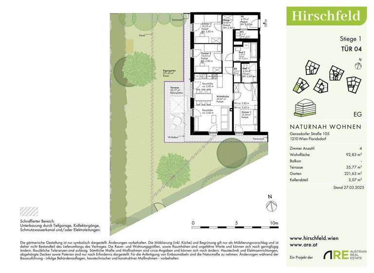Wohnung zum Kauf - Erstbezug provisionsfrei 620.000 € 4 Zimmer 92,8 m² EG Wien 1210