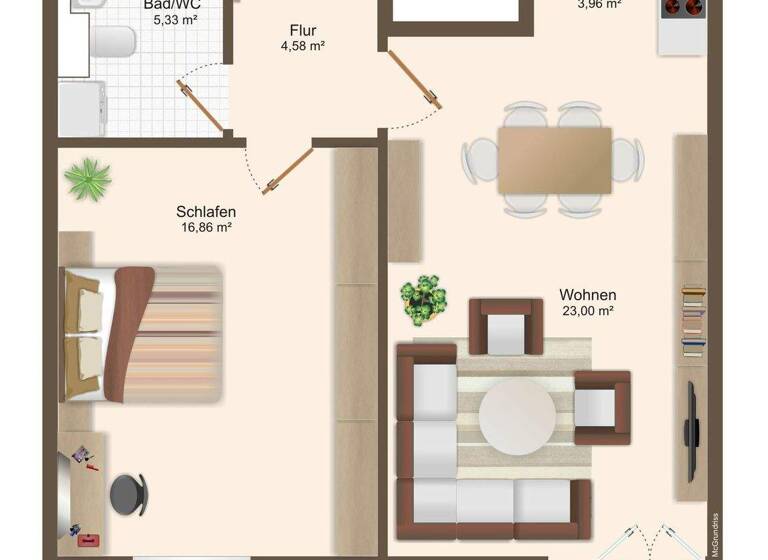 Terrassenwohnung zum Kauf 159.000 € 2 Zimmer 55,7 m² EG Friedrichstadt Dresden 01159
