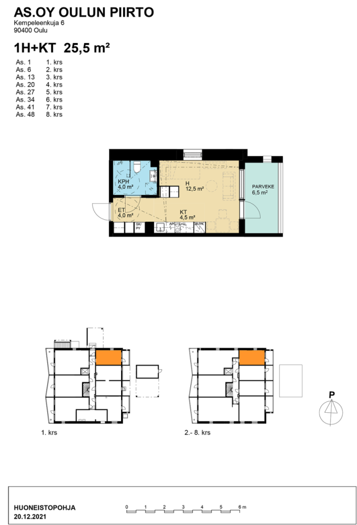 Studio zum Kauf 126.500 € 1 Zimmer 25,5 m²<br/>Wohnfläche 5.<br/>Geschoss Kempeleenkuja 6 Oulu 90400