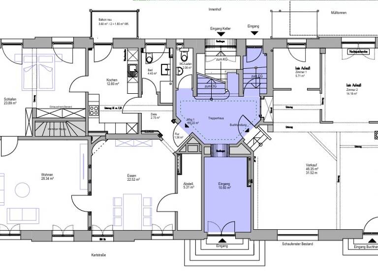 Wohnung zur Miete 1.240 € 3 Zimmer 103,2 m² EG frei ab 01.05.2026 Karlstr. 10 Ansbach 91522
