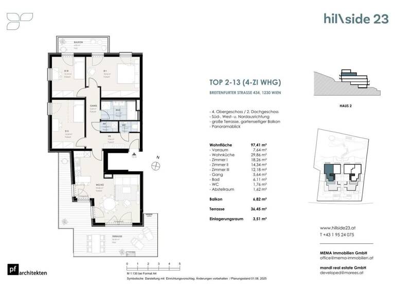 Wohnung zum Kauf - Erstbezug 838.000 € 4 Zimmer 97,4 m² 4. Geschoss Wien 1230