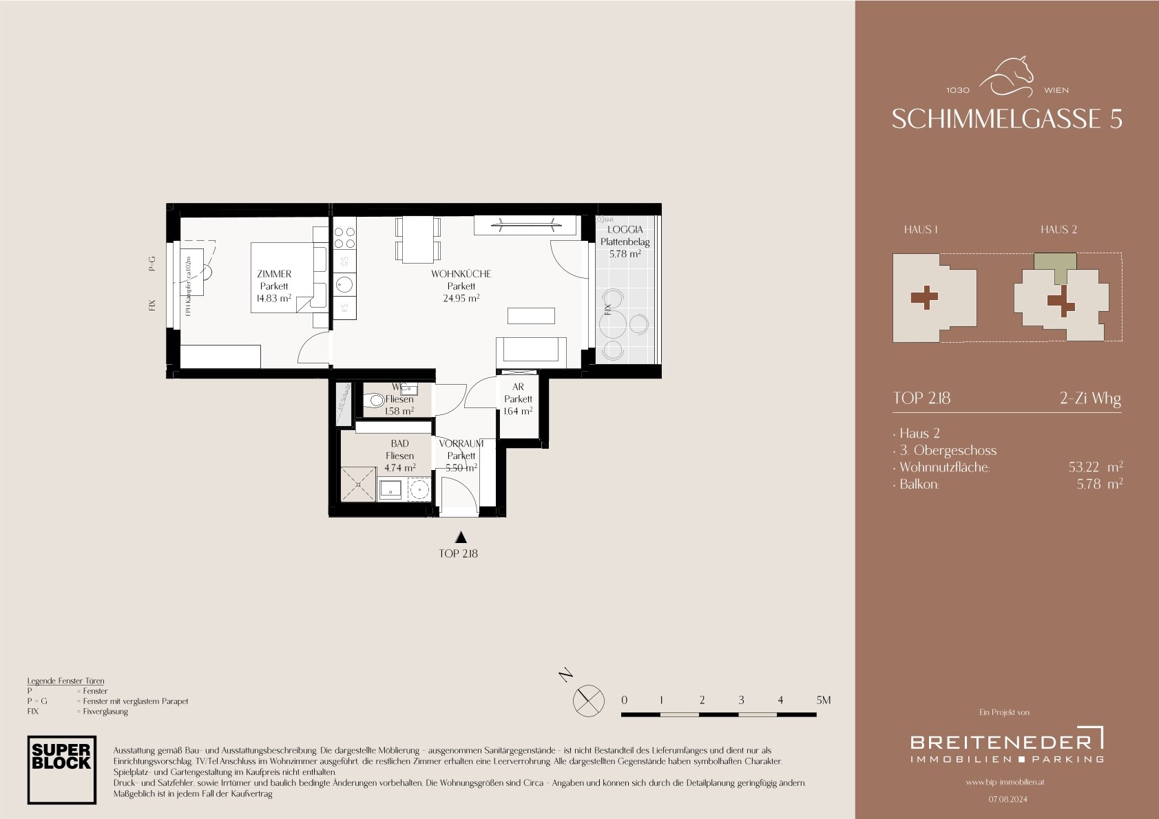 Wohnung zum Kauf provisionsfrei 445.000 € 2 Zimmer 53,2 m²<br/>Wohnfläche 3.<br/>Geschoss Wien 1030