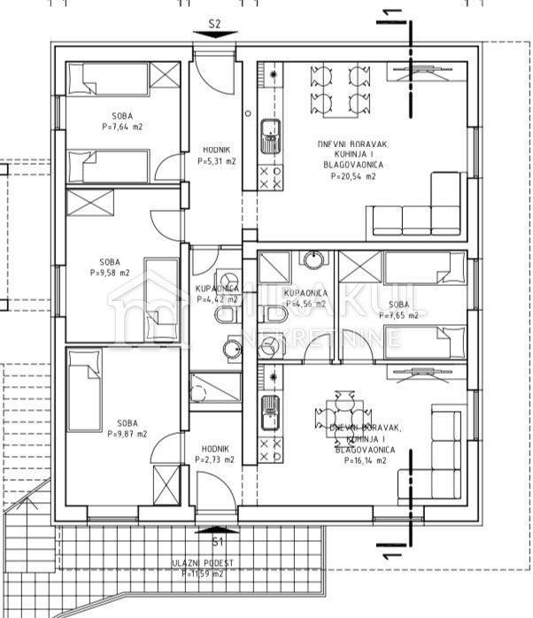 Wohnung zum Kauf 187.948 € 3 Zimmer 49 m²<br/>Wohnfläche 1.<br/>Geschoss Tisno center 22240