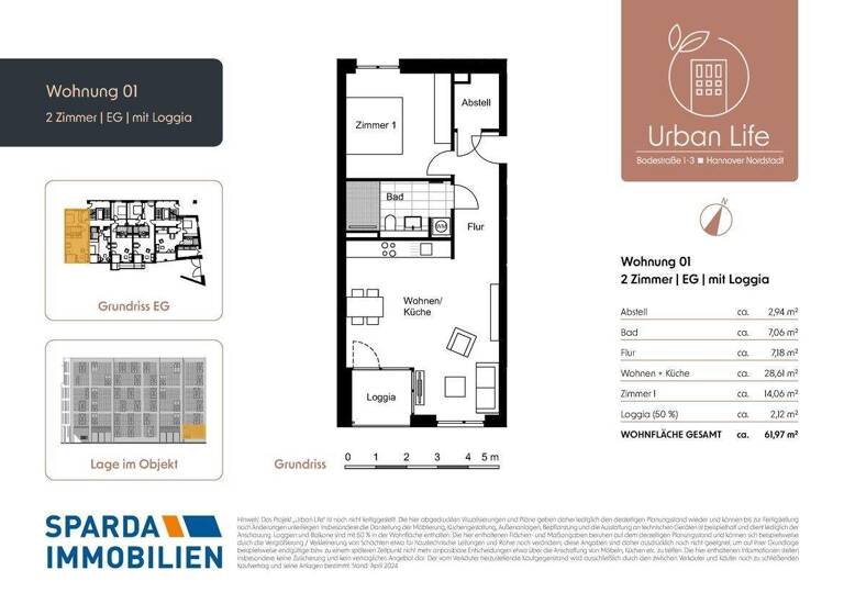 Wohnung zum Kauf - Erstbezug provisionsfrei 341.000 € 2 Zimmer 62 m² Bodestraße 1-3 Nordstadt Hannover-Nordstadt 30167