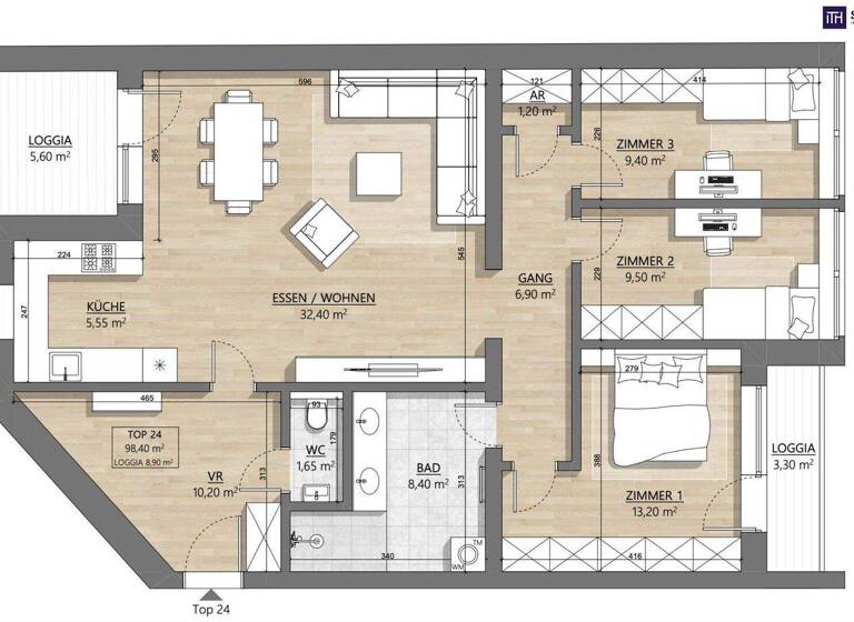 WG-Zimmer zum Kauf - Erstbezug 823.000 € 4 Zimmer 98,4 m² 4. Geschoss Am Hundsturm Wien 1050
