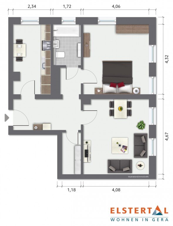 Wohnung zur Miete 443 € 2 Zimmer 65 m²<br/>Wohnfläche 2.<br/>Geschoss Helene-Fleischer-Straße 10 Stadtmitte Nord Gera 07545