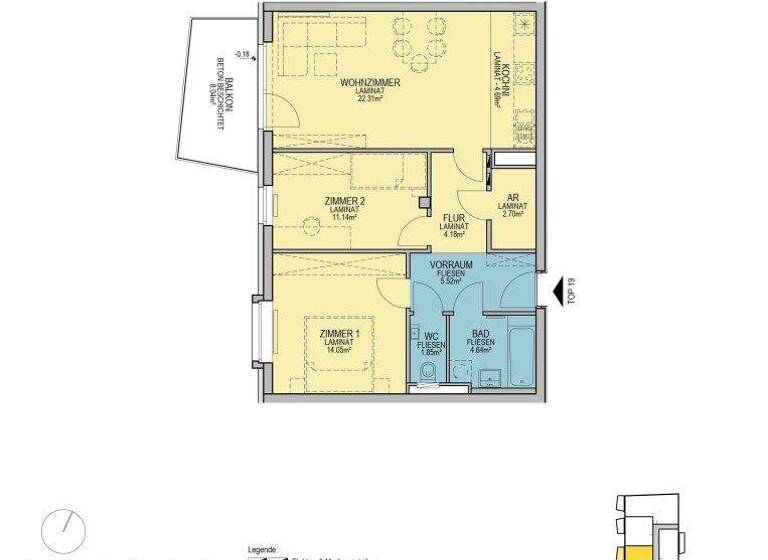 Wohnung zur Miete - Erstbezug 908 € 3 Zimmer 71,1 m² 3. Geschoss Stadionstraße Wiener Neustadt 2700