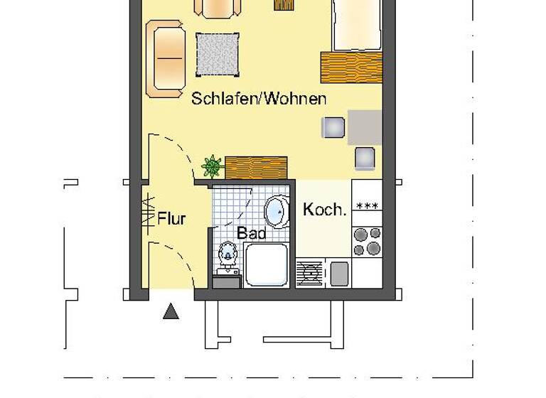 Studio zur Miete 299 € 1 Zimmer 30,7 m² 1. Geschoss frei ab 01.06.2026 Am Hammbach 2 Holsterhausen Dorsten 46284