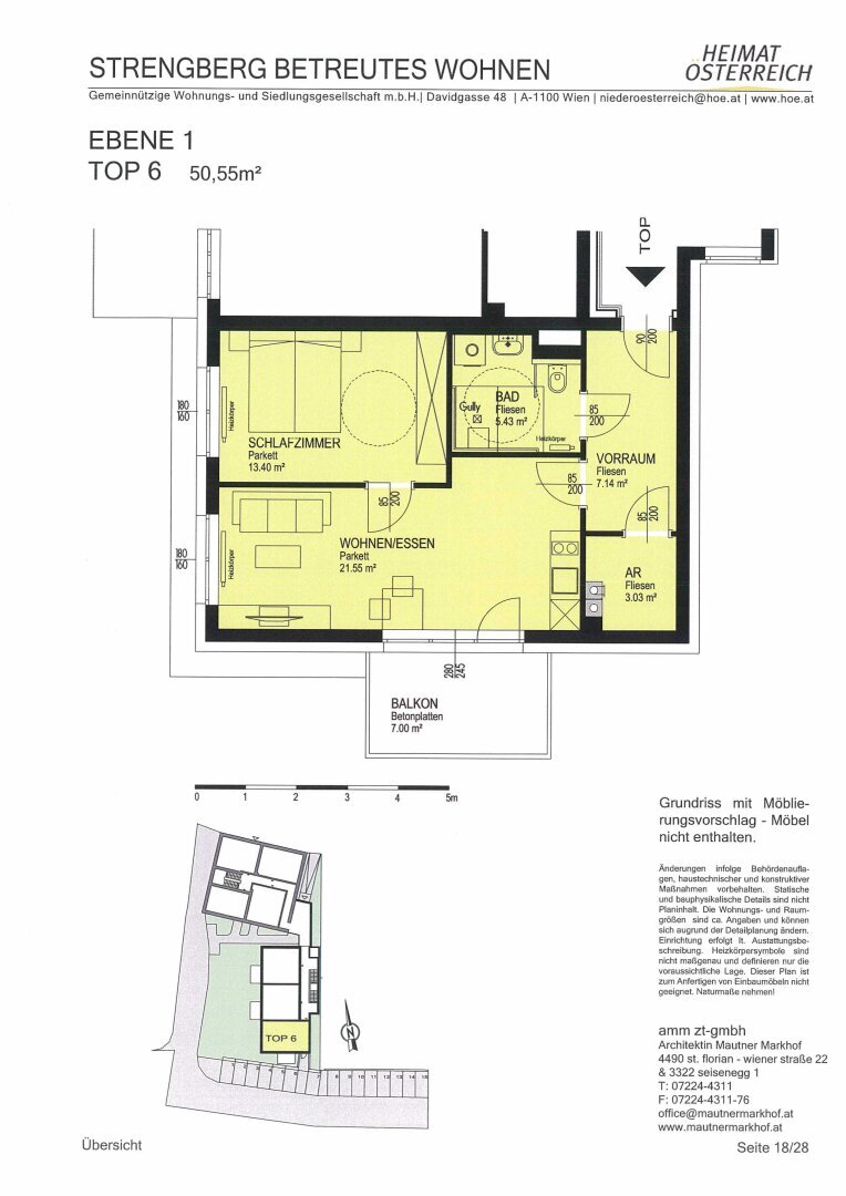 Wohnung zur Miete 615 € 2 Zimmer 50,6 m²<br/>Wohnfläche 1.<br/>Geschoss Markt Strengberg 3314