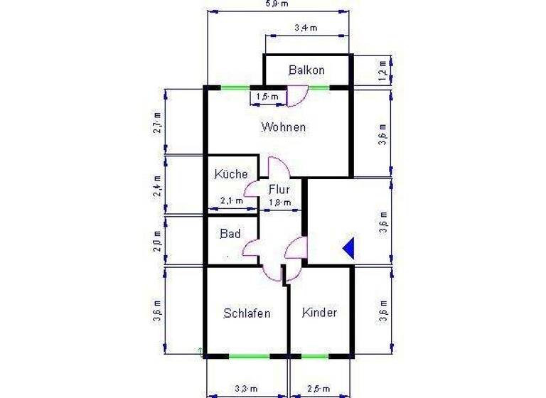 Wohnung zur Miete nur mit Wohnberechtigungsschein 347 € 3 Zimmer 57,8 m² 3. Geschoss Astonstr. 36 Sudenburg Magdeburg 39116