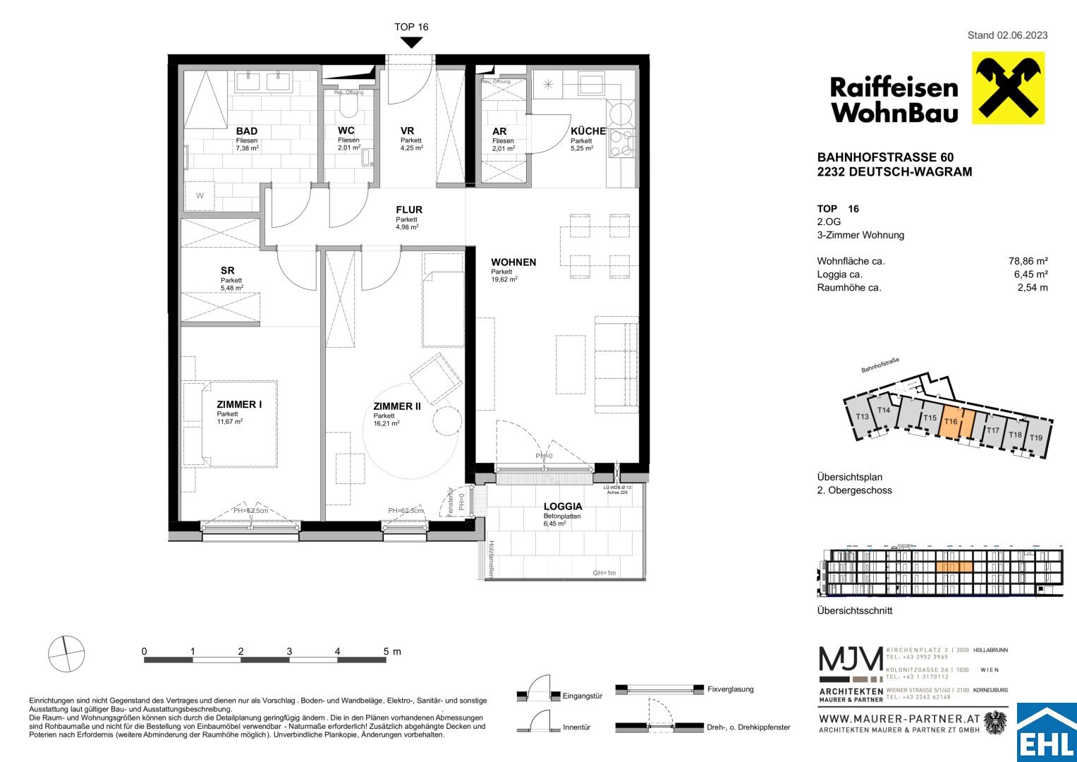 Wohnung zum Kauf 433.500 € 3 Zimmer 78,9 m²<br/>Wohnfläche 2.<br/>Geschoss Bahnhofstraße Deutsch-Wagram 2232