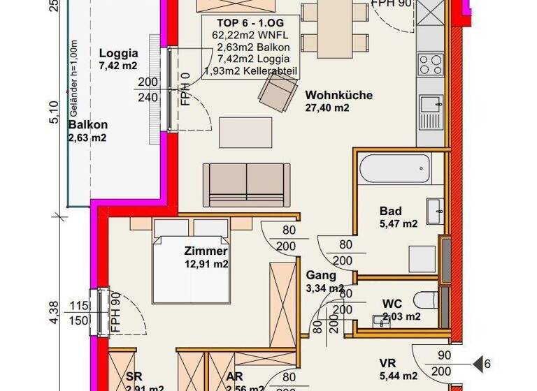 Terrassenwohnung zum Kauf 267.500 € 2 Zimmer 62,2 m² 1. Geschoss Wiener Neustadt 2700
