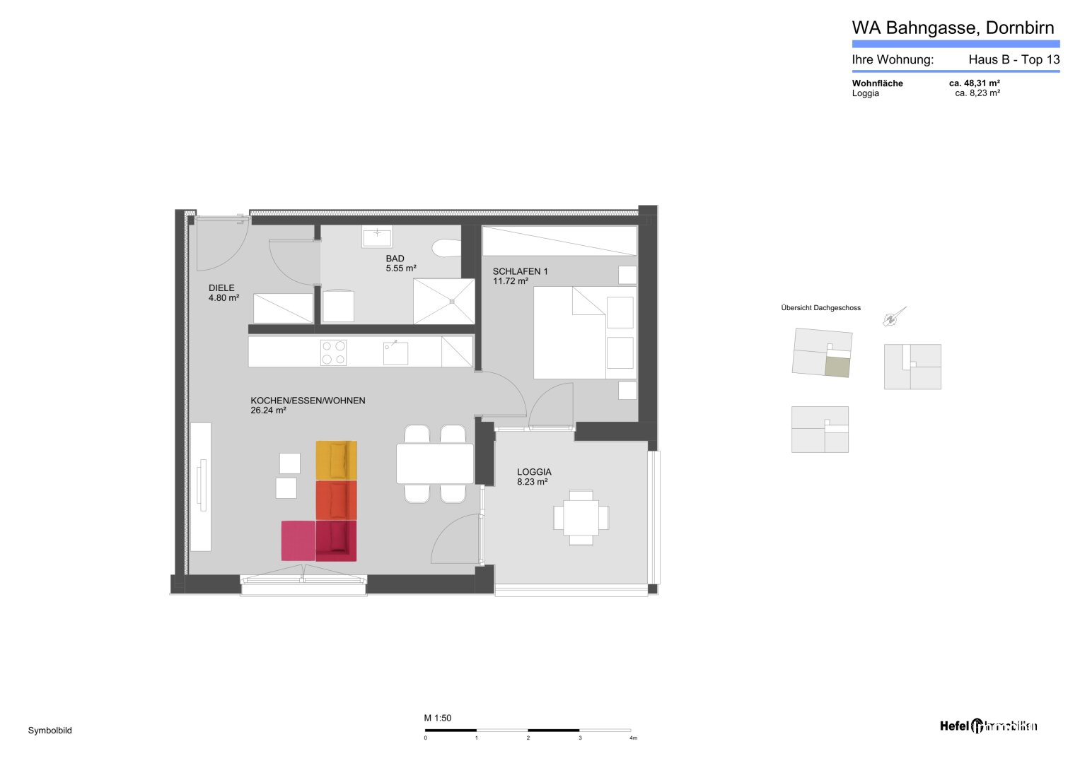 Wohnung zum Kauf 367.000 € 2 Zimmer 48,3 m²<br/>Wohnfläche 3.<br/>Geschoss Bahngasse 29-31 Dornbirn 6850