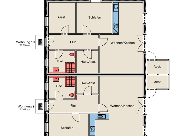 Reihenmittelhaus zum Kauf - Erstbezug 249.500 € 2 Zimmer 77,7 m² 1 m² Grundstück Klixbüll 25899