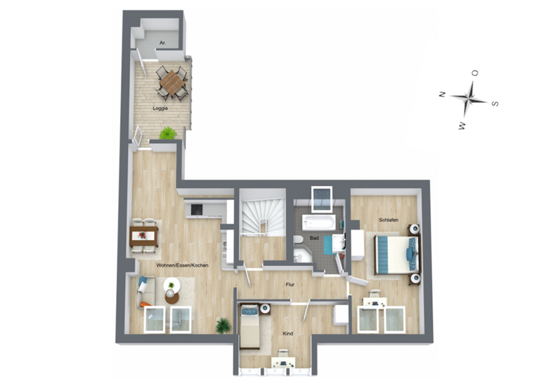 Wohnung zum Kauf 349.000 € 3 Zimmer 83 m²<br/>Wohnfläche Dachgeschoss, 4.<br/>Geschoss Rennweg Nürnberg 90489