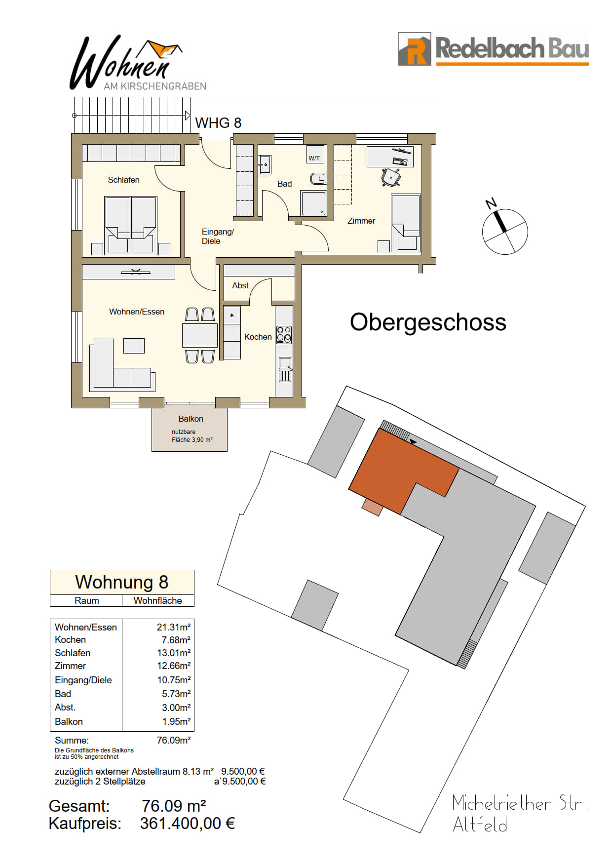 Wohnung zum Kauf provisionsfrei als Kapitalanlage geeignet 361.400 € 2 Zimmer 76,1 m²<br/>Wohnfläche Michelriether Strasse 10 Altfeld Marktheidenfeld 97828