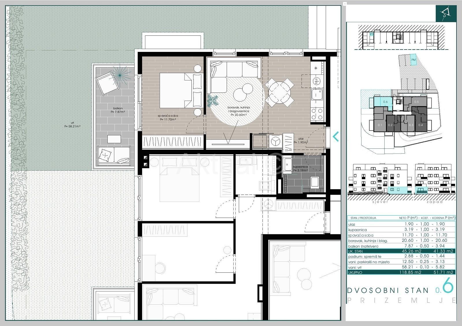 Wohnung zum Kauf 212.052 € 2 Zimmer 52 m²<br/>Wohnfläche Rudes