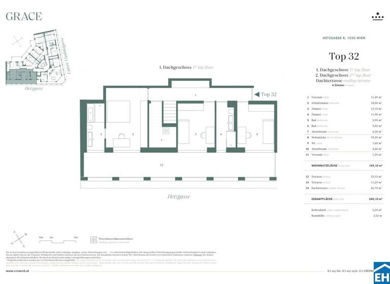 Wohnung zum Kauf - Erstbezug 2.489.000 € 4 Zimmer 149,1 m² 5. Geschoss Hetzgasse Wien 1030
