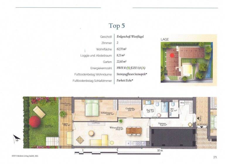 Wohnung zur Miete 777 € 2 Zimmer 62,7 m² EG Pitten 2823