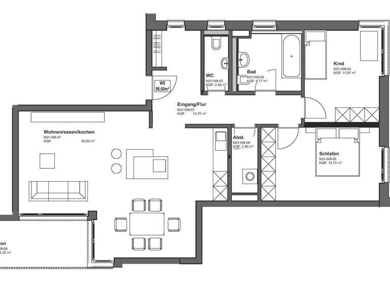Wohnung zum Kauf 511.291 € 3 Zimmer 96,5 m² 1. Geschoss Offenbach am Main 63071