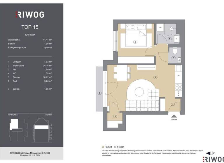 Wohnung zum Kauf - Erstbezug 289.000 € 2 Zimmer 44,1 m² 4. Geschoss Bahnsteggasse 4 Wien 1210