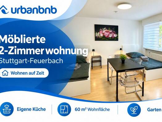 Wohnung zur Miete auf Zeit 1.620 € 2 Zimmer 60 m² frei ab sofort Burgherrenstraße Feuerbach Stuttgart 70469