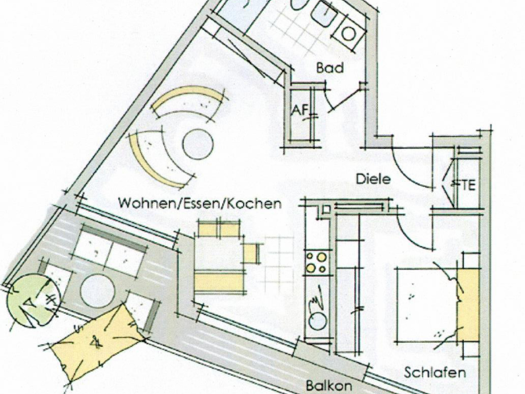 Wohnung zur Miete 900 € 2 Zimmer 63 m² Geschoss 1/4 frei ab 01.05.2026 Mönaustraße Büchenbach Erlangen 91056