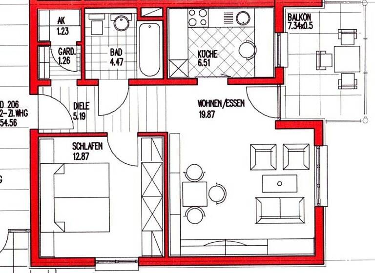 Wohnung zum Kauf 195.000 € 2 Zimmer 54,6 m² Umkirch 79224