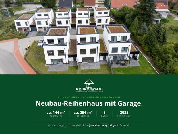 Reihenmittelhaus zum Kauf - Erstbezug provisionsfrei 499.000 € 6 Zimmer 144 m² 254 m² Grundstück Kühls Acker 8 Krebsförden Schwerin 19061