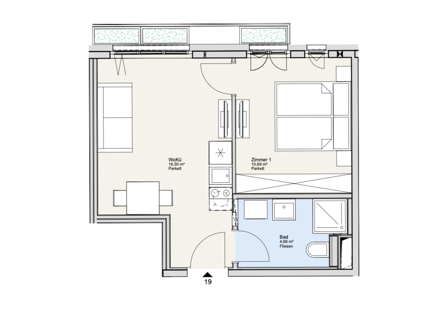 Wohnung zum Kauf 225.000 € 2 Zimmer 31,9 m²<br/>Wohnfläche 2.<br/>Geschoss Wien 1170