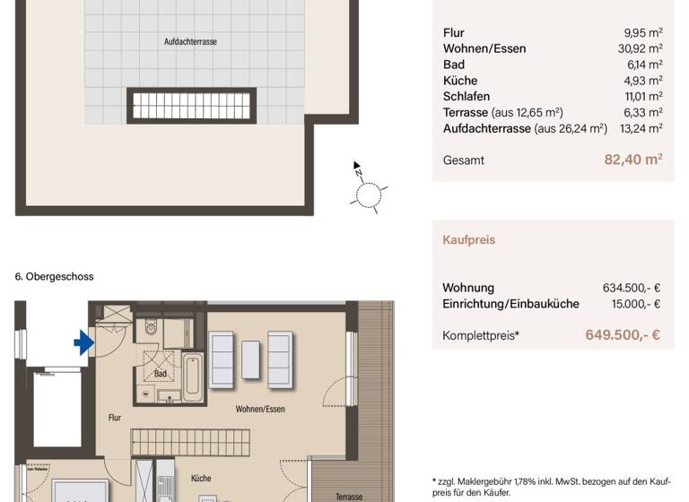 Wohnung zum Kauf 649.500 € 2 Zimmer 82,4 m²<br/>Wohnfläche 6.<br/>Geschoss Gürtelstr. 18 Friedrichshain Berlin 10247