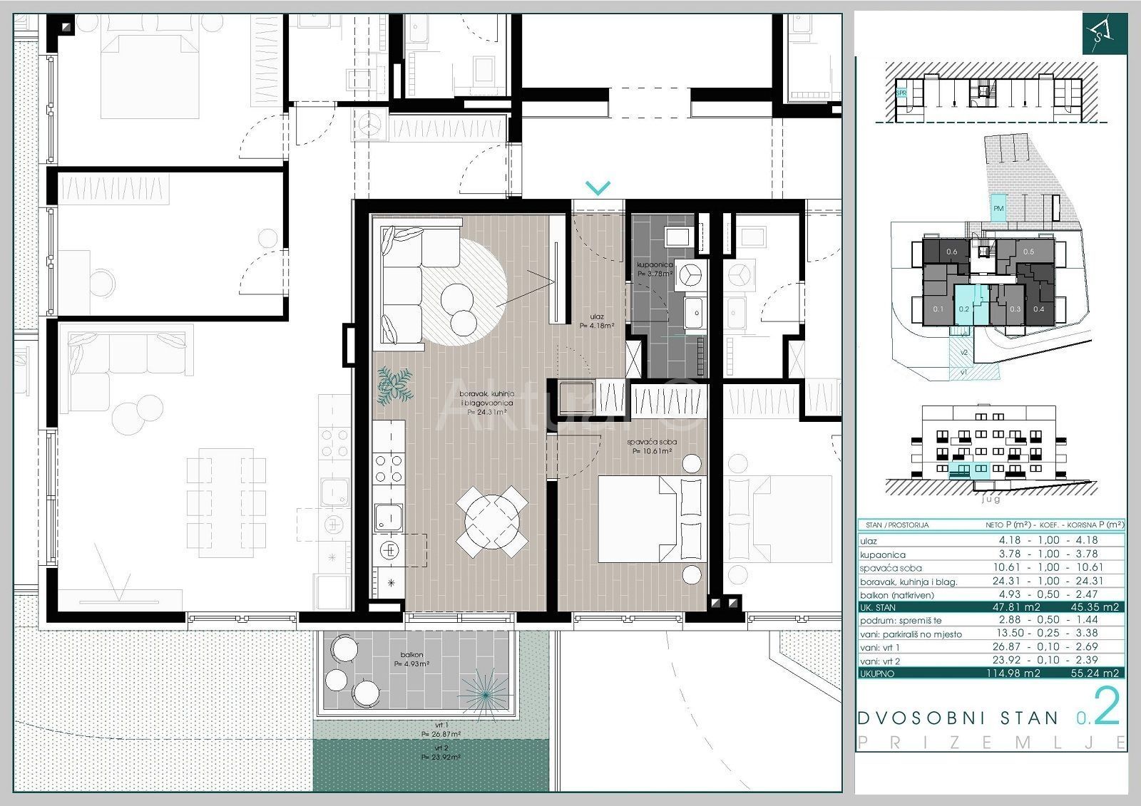 Wohnung zum Kauf 221.000 € 2 Zimmer 56 m²<br/>Wohnfläche Rudes