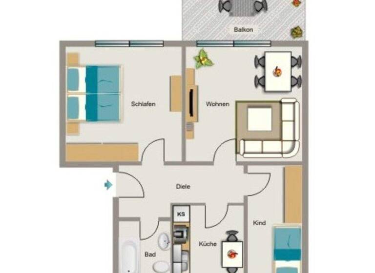Wohnung zur Miete 464 € 3,5 Zimmer 58 m² 2. Geschoss Römerstraße 256 Vierlinden Duisburg 47178