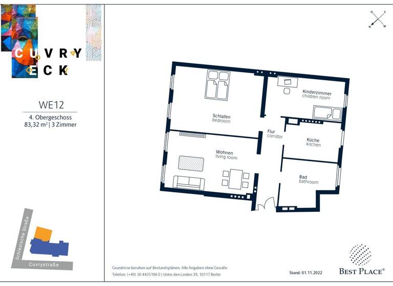 Wohnung zum Kauf provisionsfrei 398.000 € 3 Zimmer 83,3 m² 4. Geschoss Schlesische Straße 16 Kreuzberg Berlin 10997