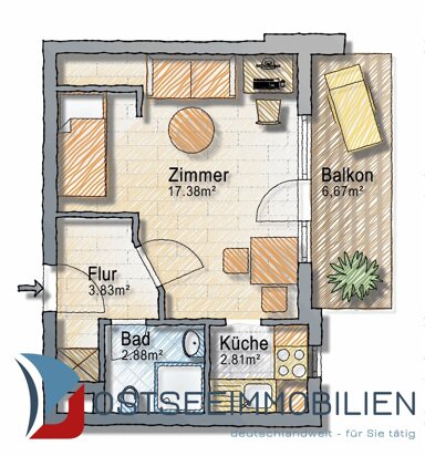 Wohnung zum Kauf 89.500 € 1 Zimmer 29 m² 4. Geschoss Fettenvorstadt Greifswald 17489