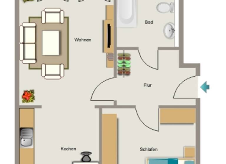 Wohnung zur Miete 404 € 2,5 Zimmer 53,8 m² 2. Geschoss Kantstraße 63 Obermarxloh Duisburg 47166