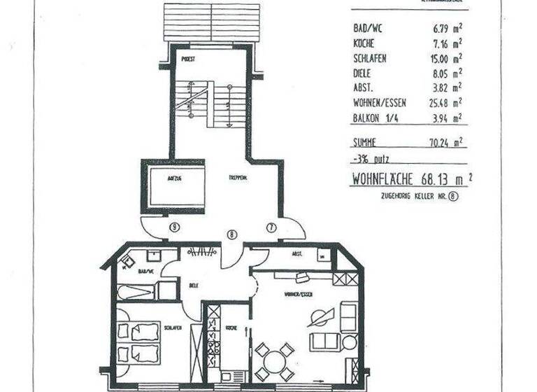 Wohnung zur Miete 850 € 2 Zimmer 68 m² 2. Geschoss frei ab 01.03.2026 Pommernstr. 19 Tiengen Waldshut-Tiengen 79761