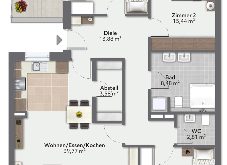 Wohnung zum Kauf - Erstbezug 535.500 € 4 Zimmer 118,1 m² 2. Geschoss Neuenburg Neuenburg am Rhein 79395