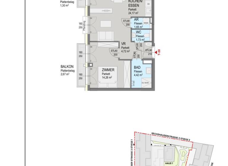 Wohnung zum Kauf - Erstbezug 389.000 € 3 Zimmer 51 m² 3. Geschoss Sechshauser Straße Wien 1150