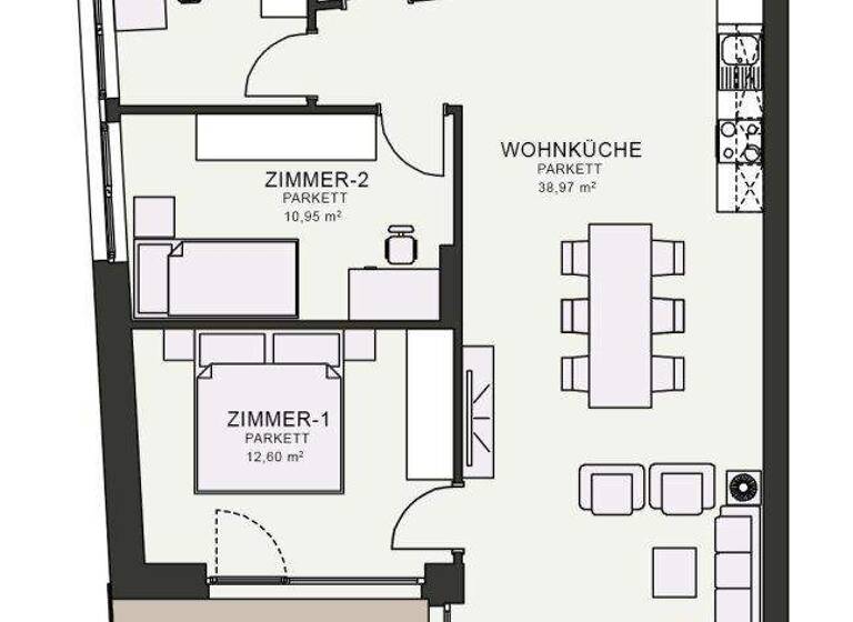 Wohnung zur Miete - Erstbezug 1.208 € 4 Zimmer 89,5 m² 6. Geschoss frei ab sofort Fröhlichgasse 23-35 Jakomini Graz 8010