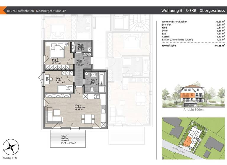 Wohnung zur Miete - Erstbezug 1.240 € 3 Zimmer 78,3 m² 1. Geschoss frei ab 01.05.2026 Pfaffenhofen a d Ilm Pfaffenhofen an der Ilm 85276