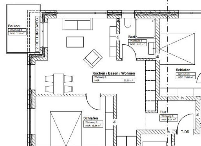 Wohnung zur Miete 820 € 2 Zimmer 55,7 m² 1. Geschoss Bocholt 46397