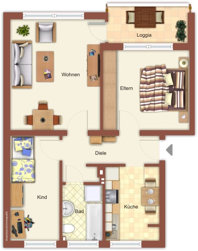 Wohnung zur Miete 669 € 3 Zimmer 63,1 m²<br/>Wohnfläche 1.<br/>Geschoss Mörserhof 12 Rheindahlen - Mitte Mönchengladbach 41179