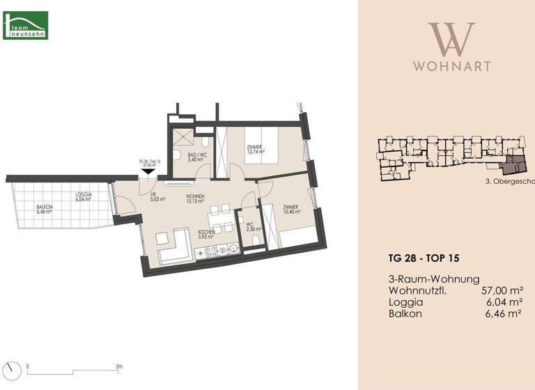 Wohnung zum Kauf 457.793 € 3 Zimmer 57 m² 3. Geschoss frei ab 30.09.2029 Taubergasse 22-28 Wien 1170
