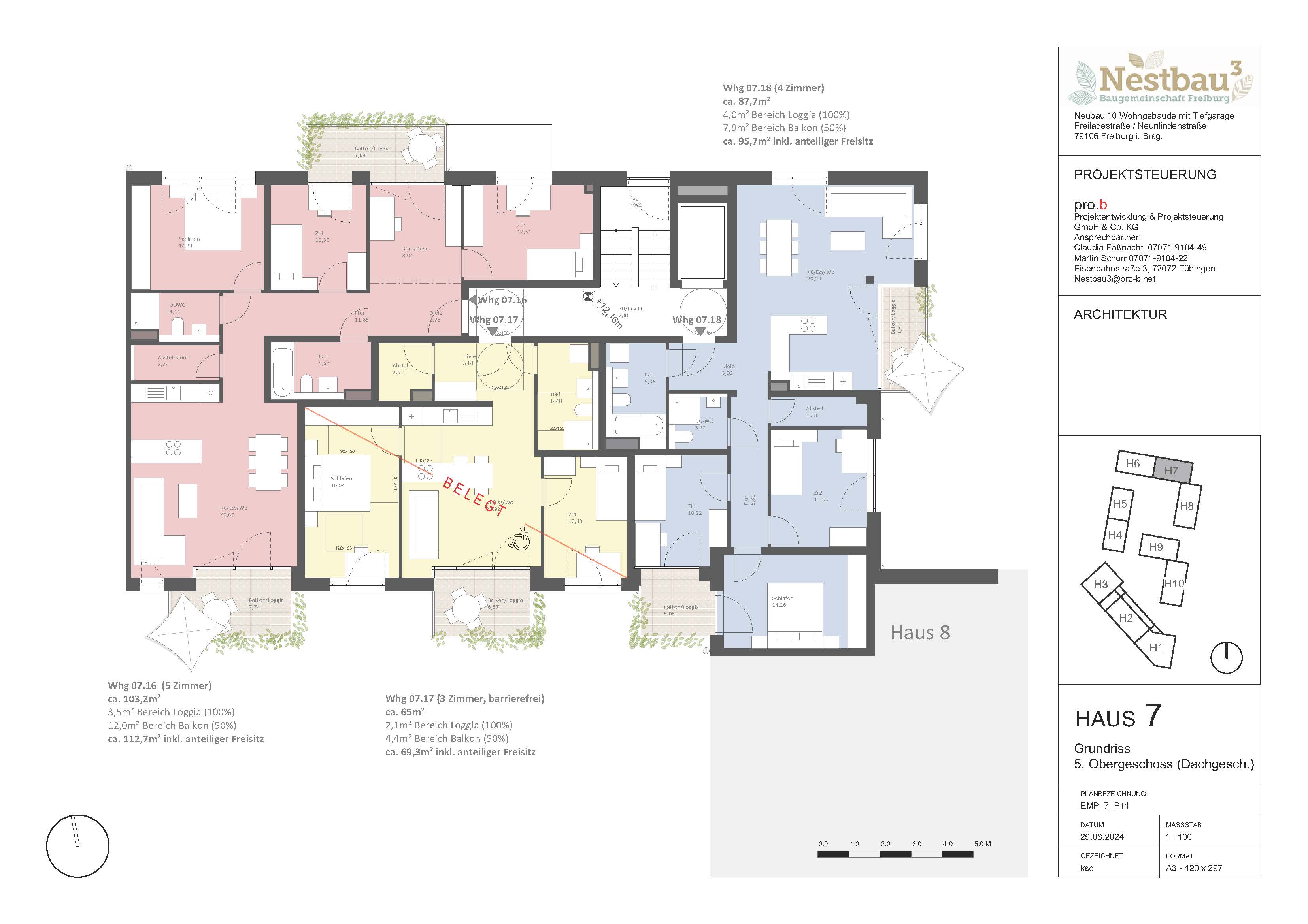 Wohnung zum Kauf provisionsfrei 683.300 € 4 Zimmer 95,7 m²<br/>Wohnfläche 5.<br/>Geschoss ab sofort<br/>Verfügbarkeit Brühl - Güterbahnhof Freiburg im Breisgau 79106