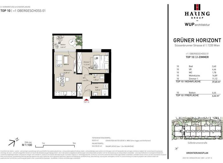 Wohnung zum Kauf - Erstbezug 237.500 € 2 Zimmer 37,7 m² 1. Geschoss Süßenbrunner Straße 61 Wien 1220