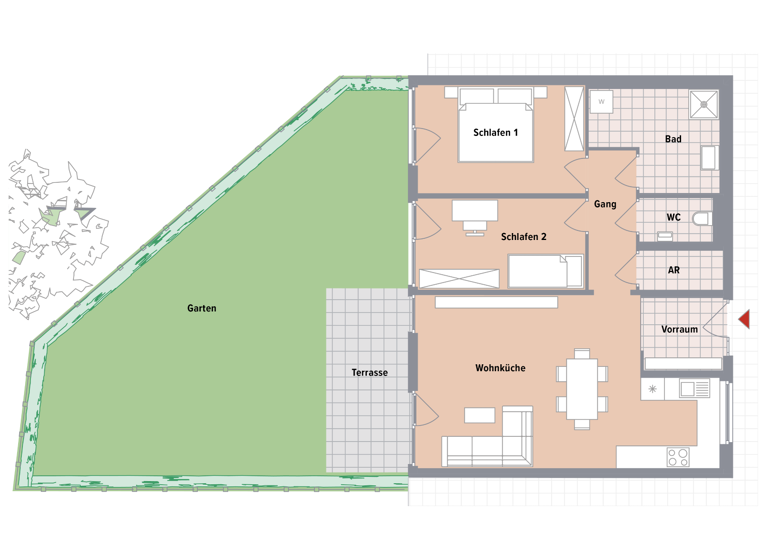 Wohnung zum Kauf - Erstbezug 318.700 € 3 Zimmer 77,4 m² EG Puntigam Graz,17.Bez.:Puntigam 8055